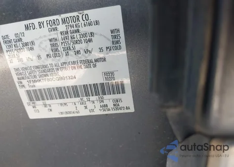 2012 Ford Explorer Limited z USA, uszkodzony, nr VIN 1FMHK7F80CGB01324